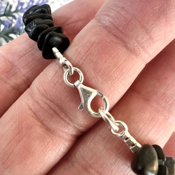 Vintage Natural Raw Black Onyx Chalcedony & Red Creek Jasper Necklace 39” - Picture 9 of 12